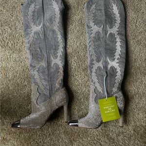Gray Heeled Boots with Intricate Embroidery Gianna bini